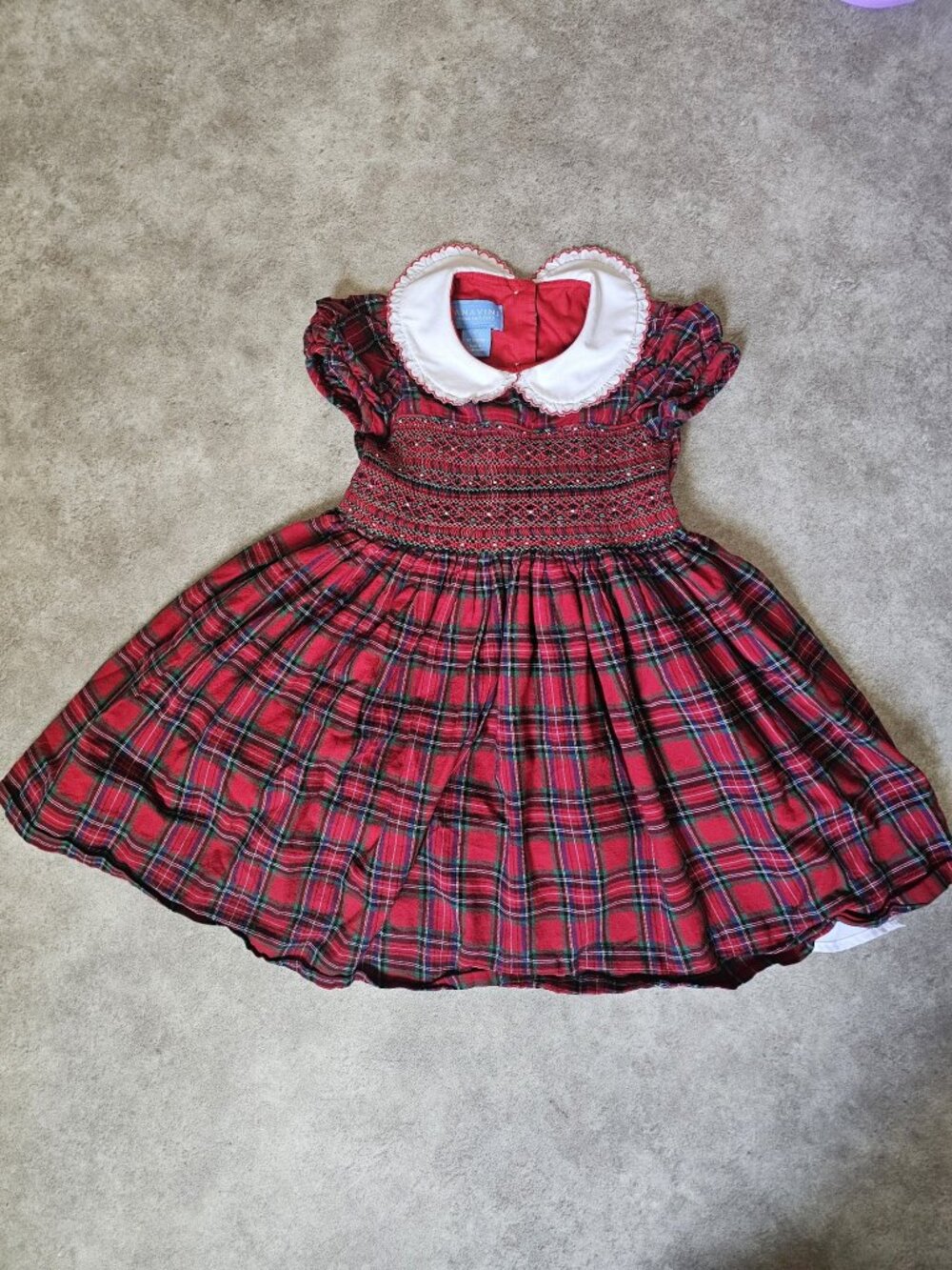 Anavini Red Plaid Hand Smocked Christmas Dress 4T